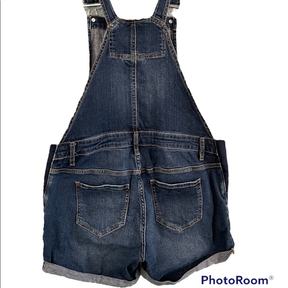 Maternity Denim Short Overalls - Picture 2 of 7